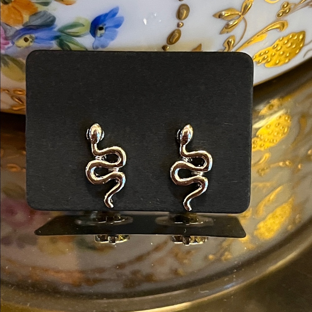 Silver Snake Stud Earrings